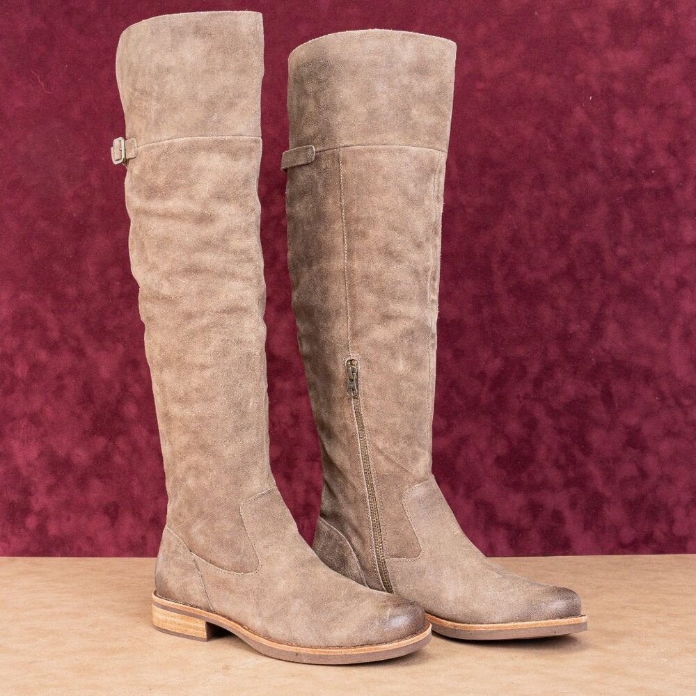 Marc Fisher Women Dreeam Brown Leather Block Heel Tall Boots sz 7.5
